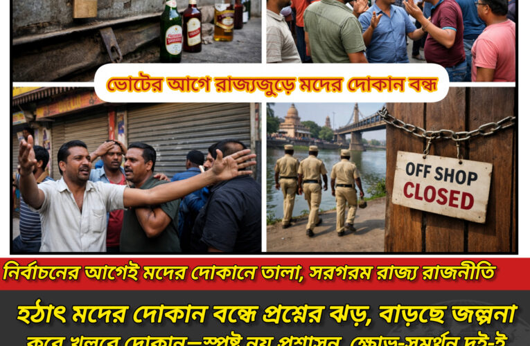 ভোটের আগে ‘ড্রাই ডে’ ঝড়—রাজ্যজুড়ে আগাম মদের দোকান বন্ধে তোলপাড় রাজনীতি!